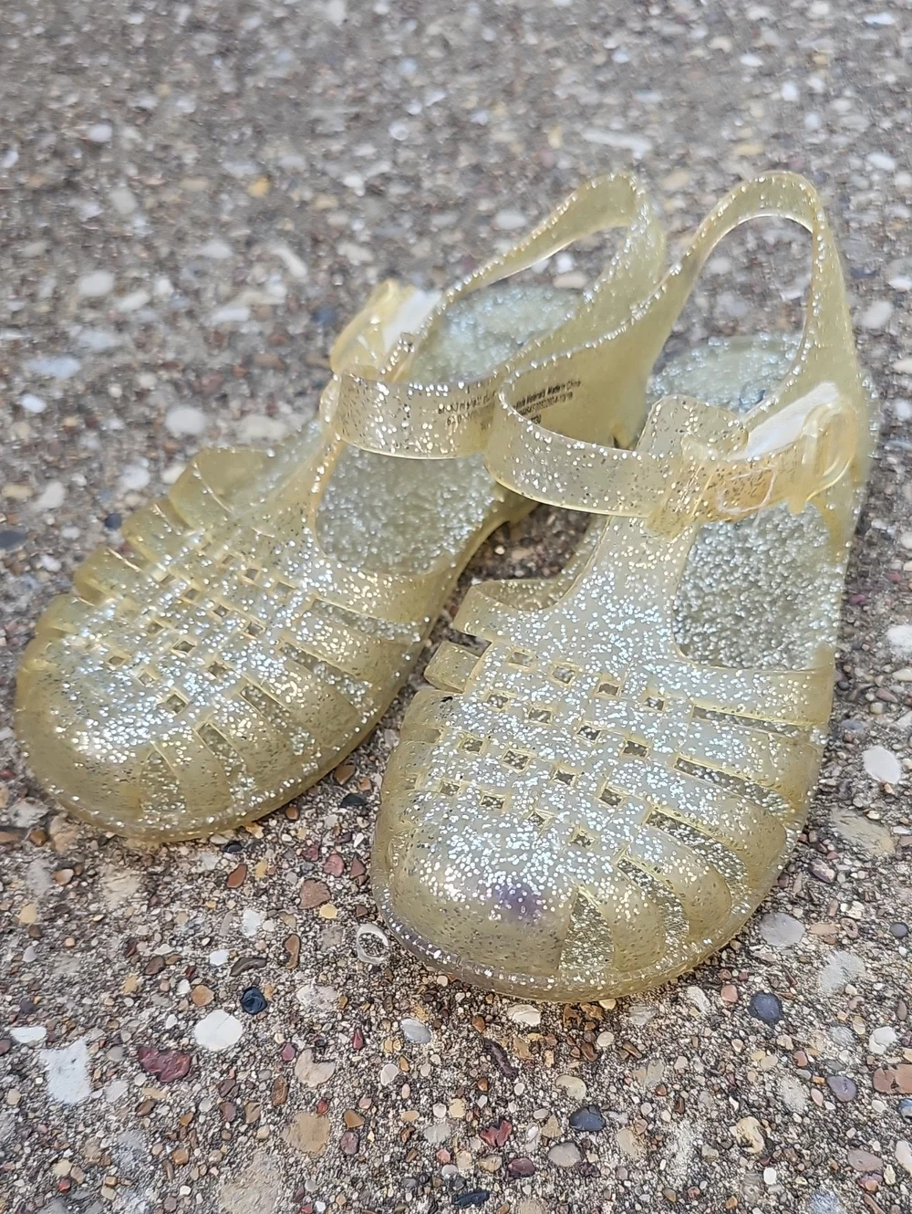Cat & Jack Glitter Jelly Sandals Yellow Gold Toddler 10 Sparkle